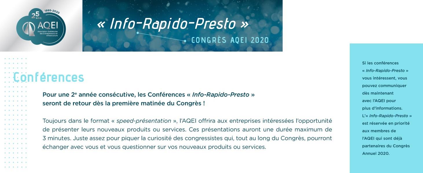 Congrès AQEI 2020 - Conférence Info-Rapido-Presto