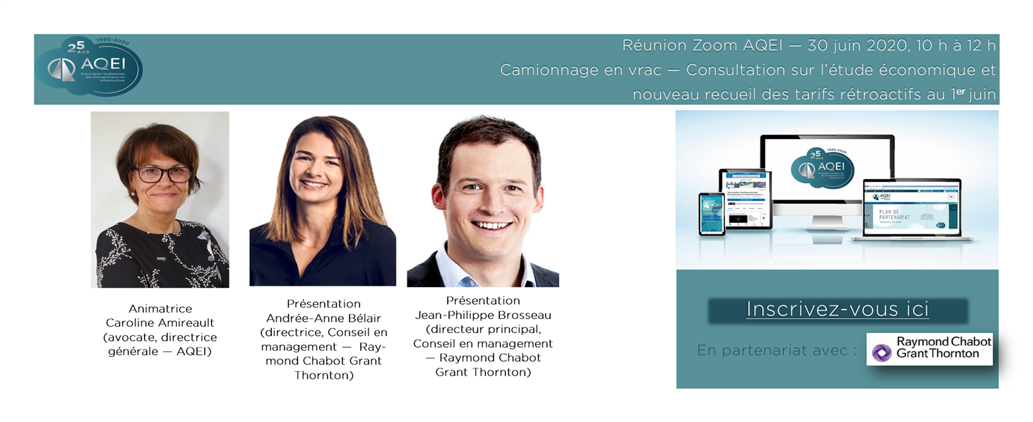 Camionnage en vrac - Consultation sur l'étude économique de Raymond Chabot Grant Thornton et sur le nouveau recueil des tarifs rétroactifs au 1er juin