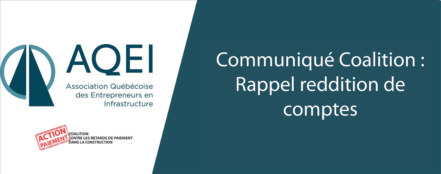 Communiqué Coalition : Rappel reddition de comptes