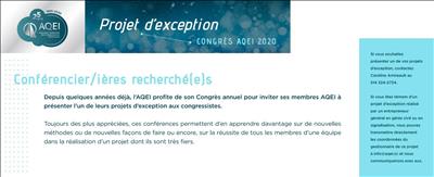 Congrès AQEI 2020 - Projet d'exception